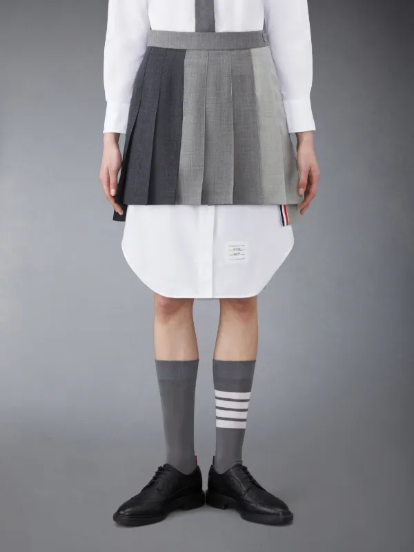 dropped back pleated mini skirt
