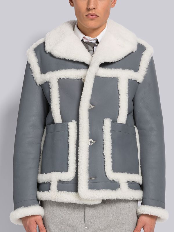 DYED SHEARLING ROUNDED PATCH POCKET JACKET