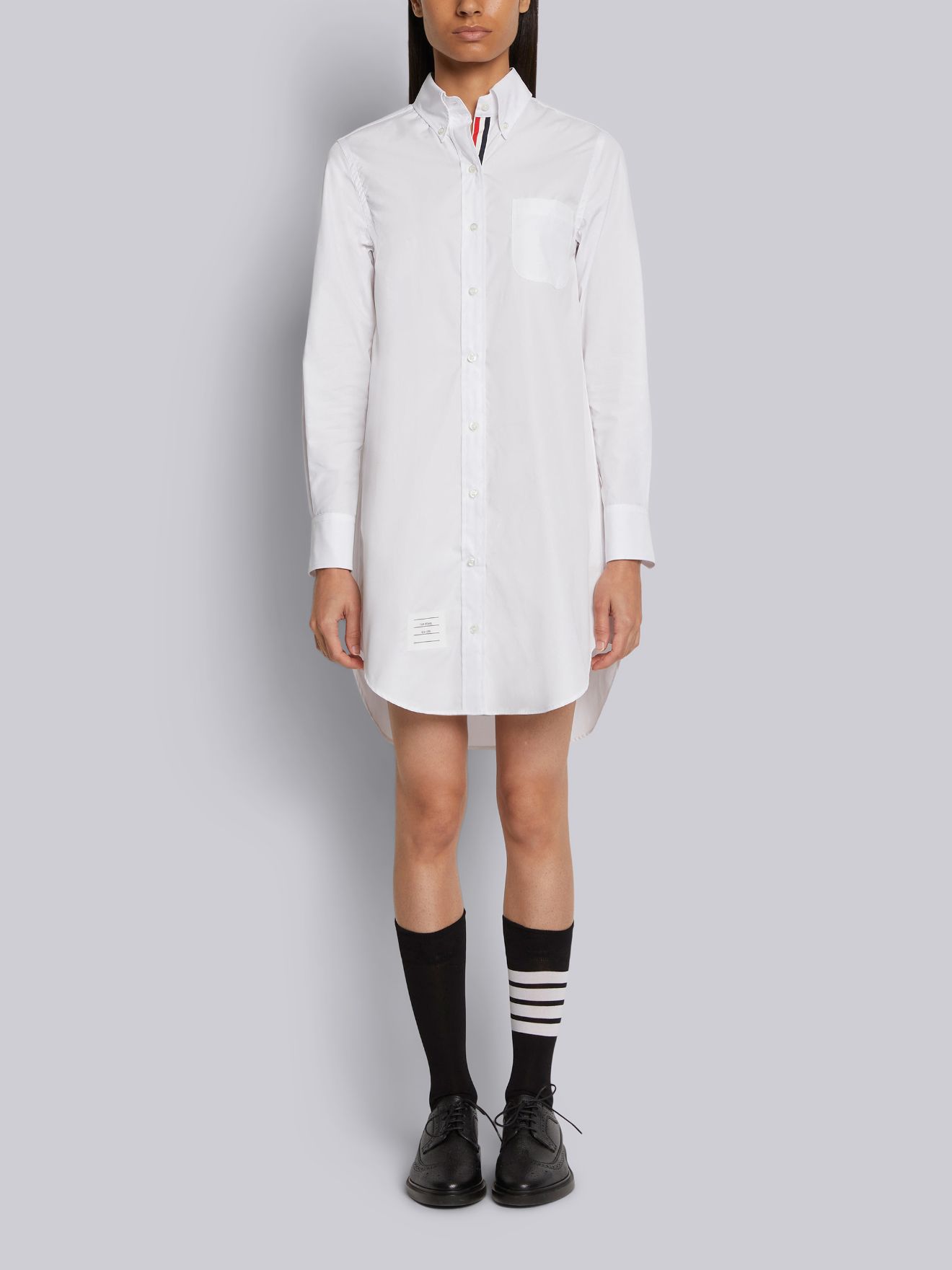 elongated button down shirt