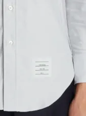 Embroidery Patch Armband Button Down Point Collar Shirt In Medium Grey Oxford