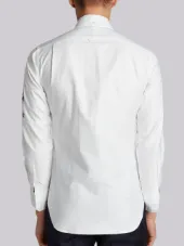 Embroidery Patch Armband Button Down Point Collar Shirt In White Oxford