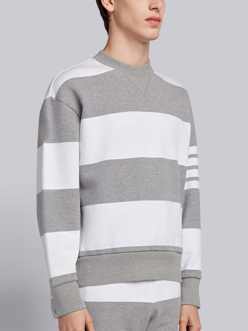 Engineered Rugby Stripe Drop-Shoulder crew neck Jersey Sweatshirt ...