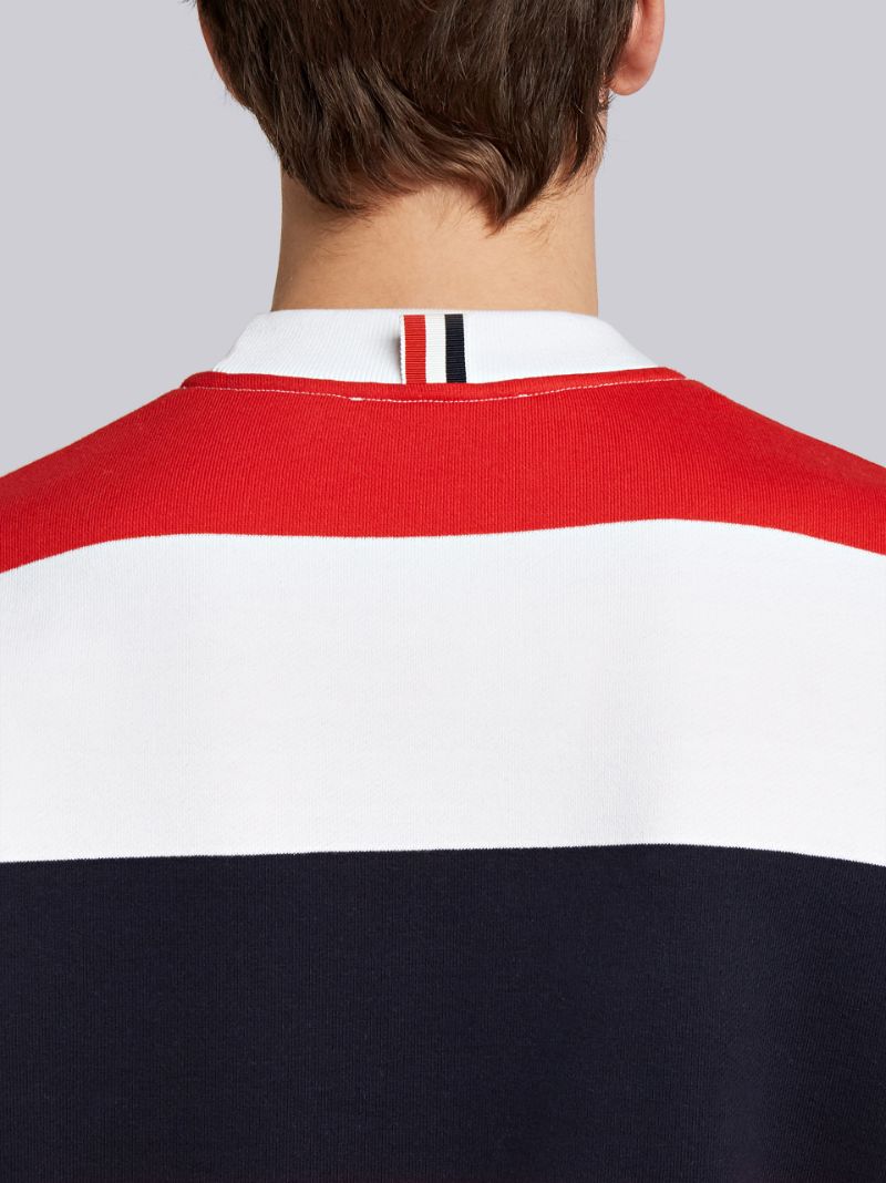 Engineered Rugby Stripe Drop-Shoulder crew neck Jersey Sweatshirt