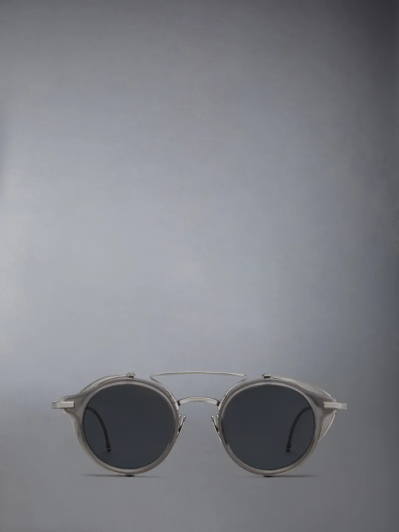 Acetate And Titanium Round W/ Side Shields Sunglasses