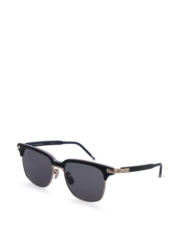 Matte Black Sunglasses With Red, White And Blue FrameThom Browne