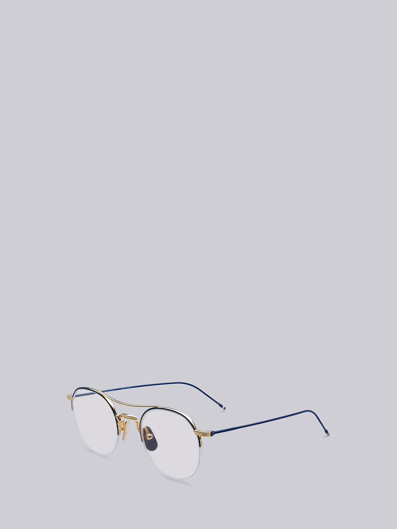 Navy Enamel & 18k Gold Optical Glasses Thom Browne Official