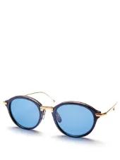 Round Navy & Gold Sunglasses