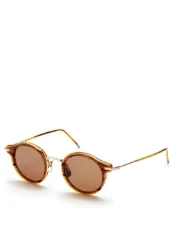 Round Walnut & 12k Gold Sunglasses