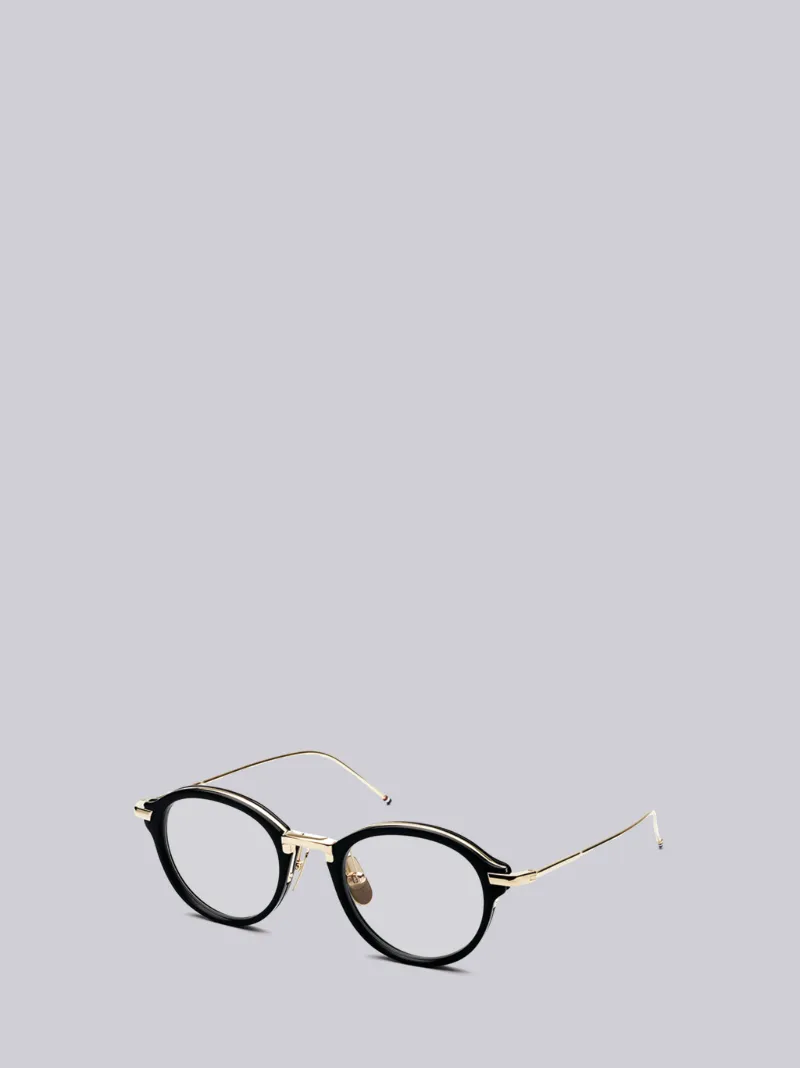 TB011 - Black And Gold Round Glasses | Thom Browne Official