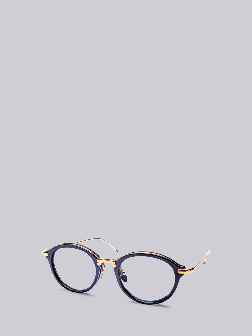 TB011 - Navy and Gold Round Glasses | Thom Browne