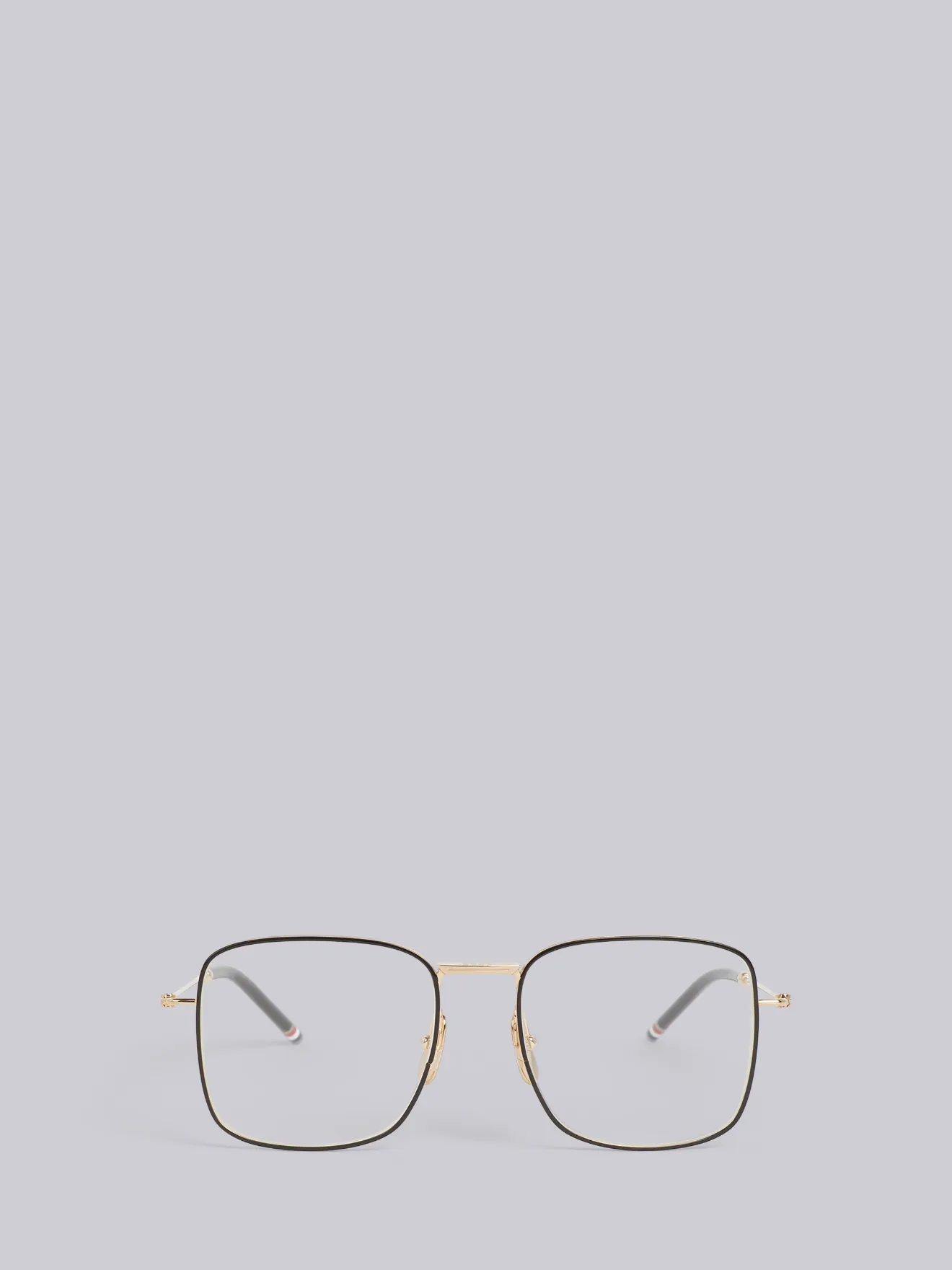 TB117 - White Gold Oversized Squared Aviator Glasses | Thom Browne