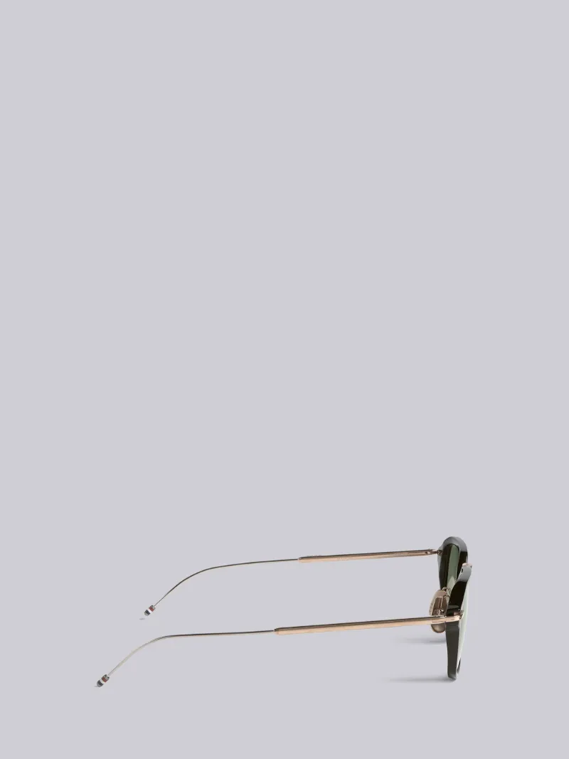 TB423 - Black White And Gold Clubmaster Sunglasses
