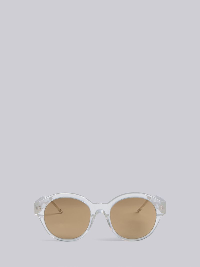TB717 - Crystal And Gold Flash Brown Round Sunglasses