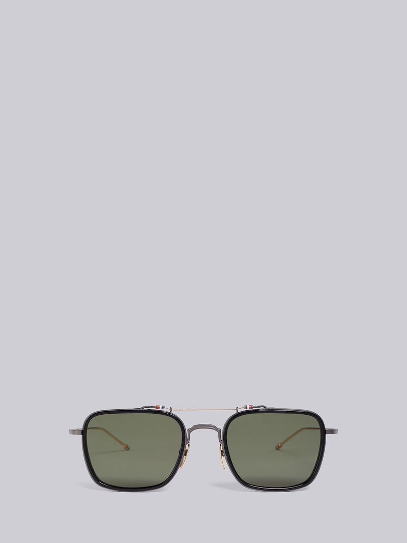 TB816 - Black Rectangular Aviator Sunglasses