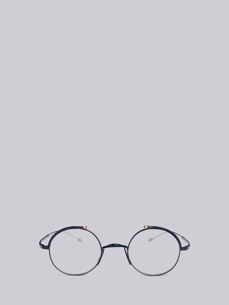 Tb910 ネイビー ラウンドフレームメガネブルー Thom Browne 公式オンラインサイト