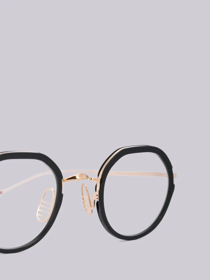 TB911 - Black and Gold Round Glasses