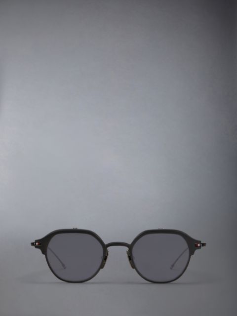 TB011 - Black And Gold Shiny Round Glasses | Thom Browne