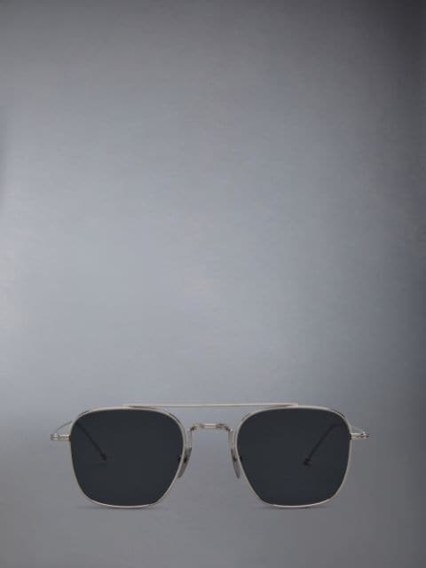 TB117 - White Gold Oversized Squared Aviator Sunglasses | Thom Browne