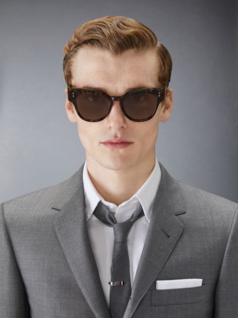 TB808 - Silver Side Mesh Square Aviator Sunglasses | Thom Browne