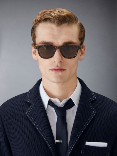 TB808 - Silver Side Mesh Square Aviator Sunglasses | Thom Browne