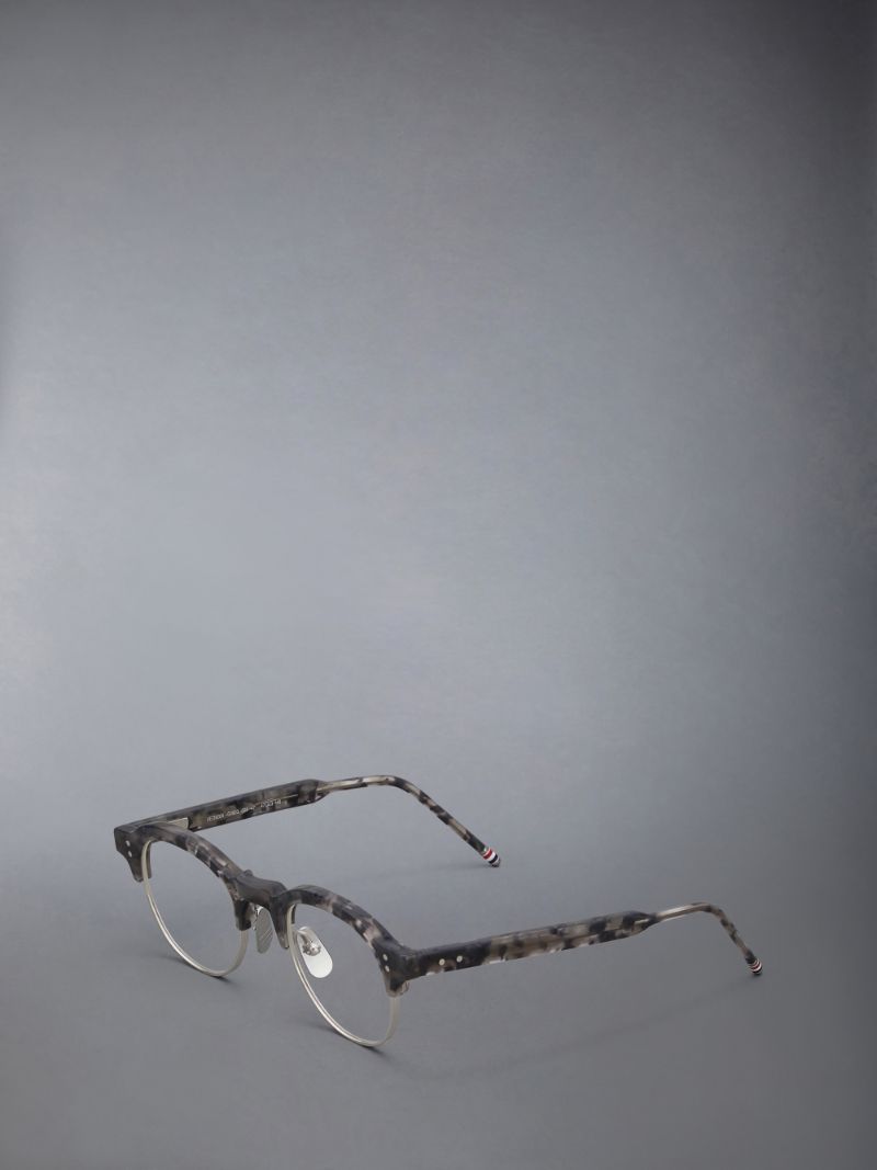 TORTOISE ACETATE AND TITANIUM OVAL EYEGLASSES Thom Browne