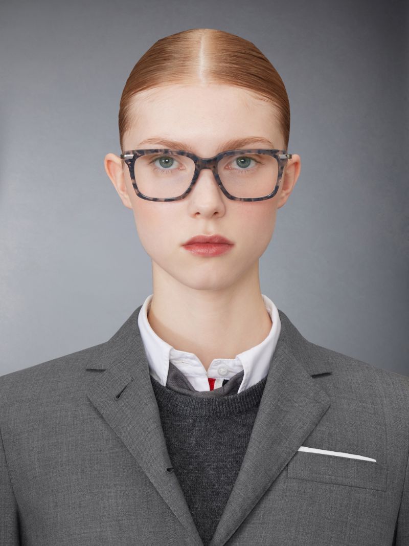 Tortoise Acetate And Titanium Rectangular Eyeglasses | Thom Browne