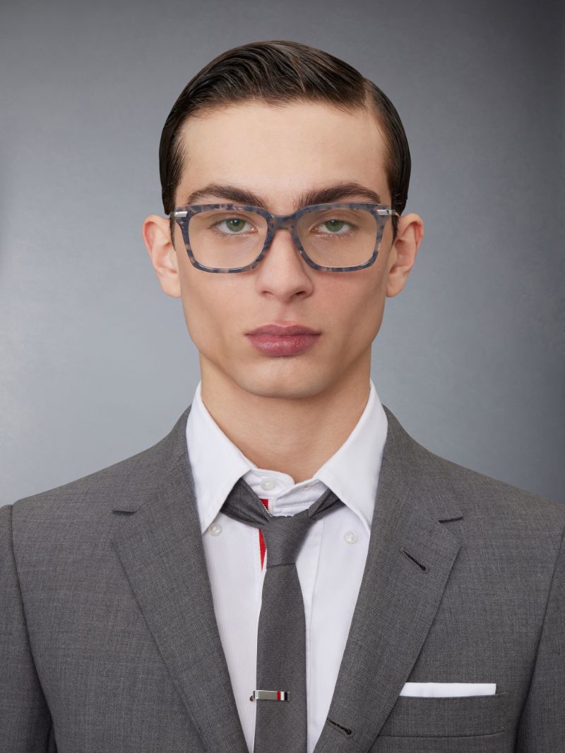 Tortoise Acetate And Titanium Rectangular Eyeglasses | Thom Browne