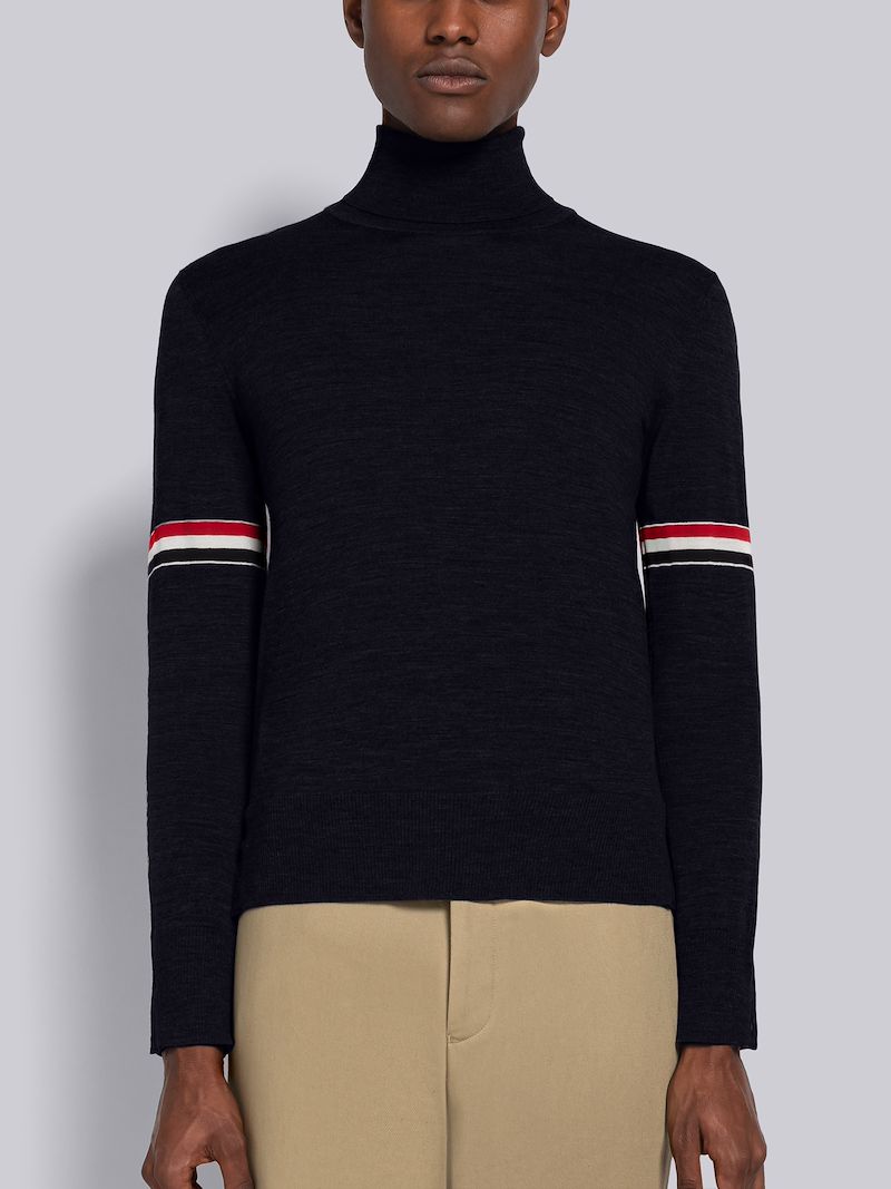 Fine Merino Stripe Relaxed Turtleneck