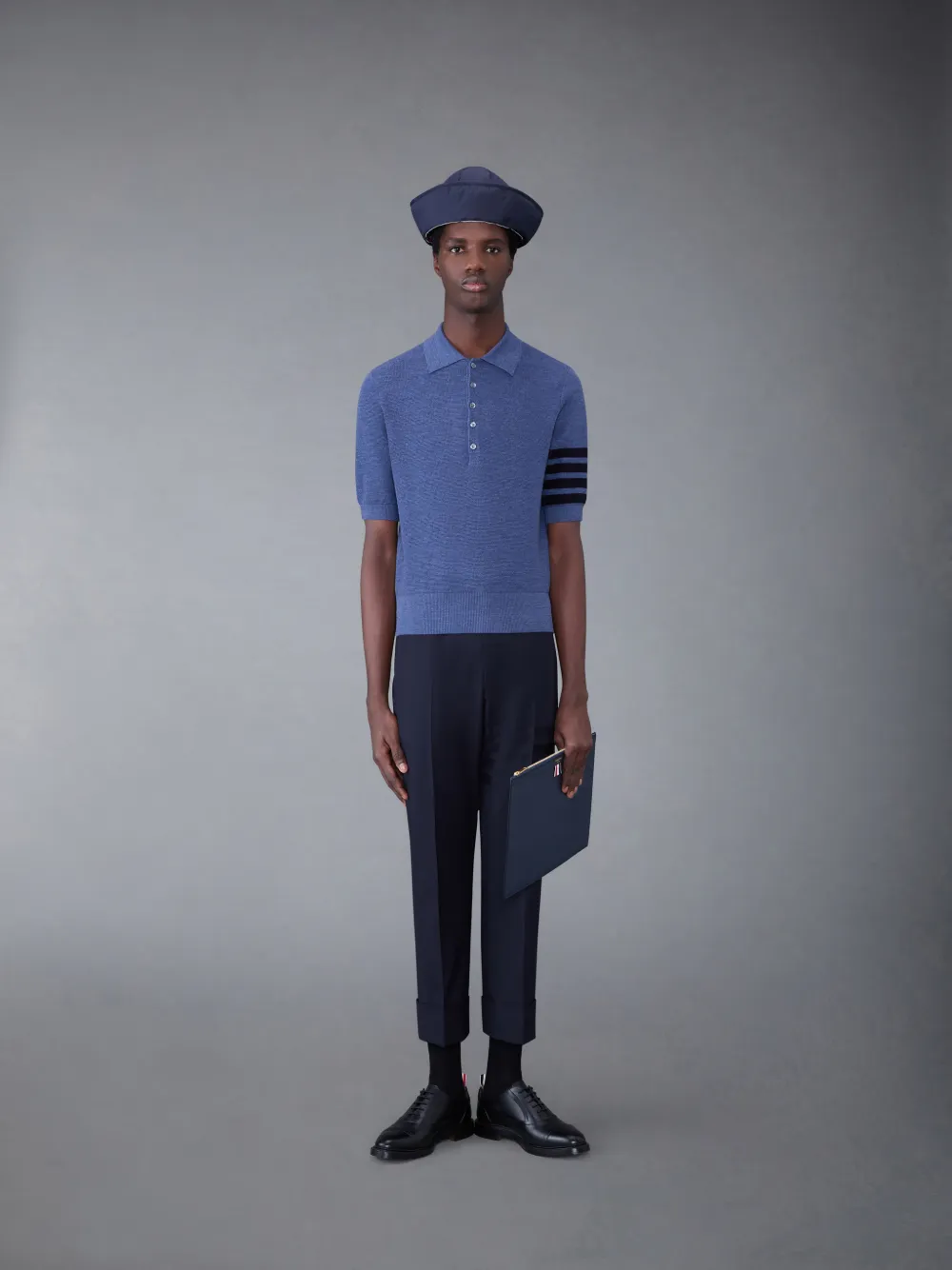 Fine Merino Waffle 4-Bar Short Sleeve Polo | Thom Browne