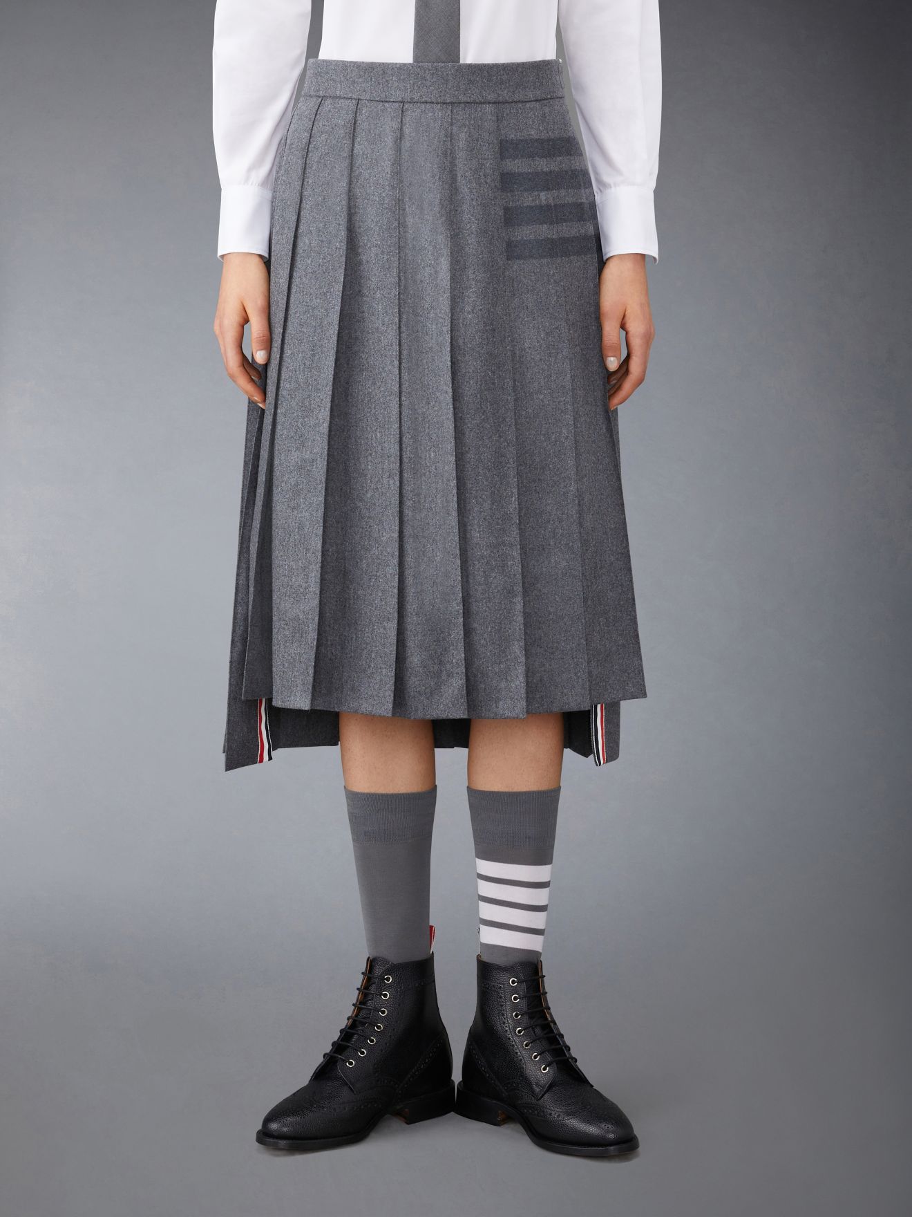 Thom Browne Skirt
 Flannel 4 Bar Pleated Midi Skirtグレー