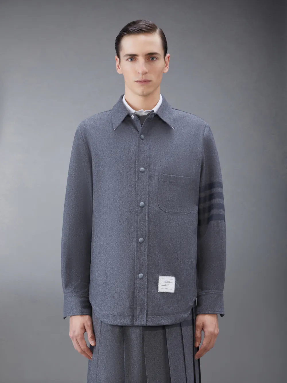 Flannel 4-Bar Shirt Jacket | Thom Browne