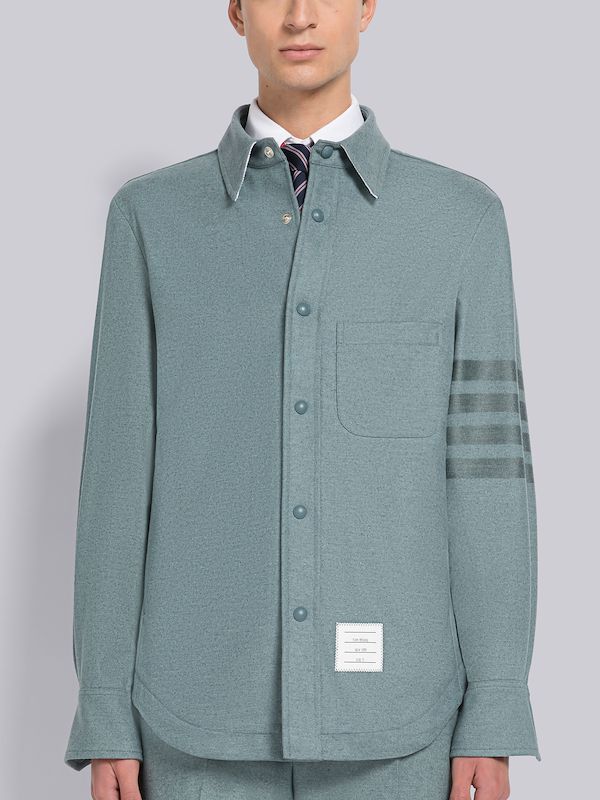 Flannel 4-Bar Snap Front Shirt Jacket