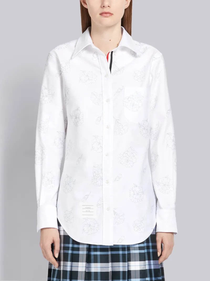 Floral Embroidery Carnation Shirt