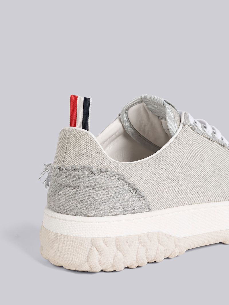 Frayed Canvas Cable Knit Sole Field Shoe