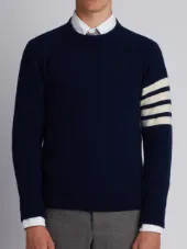 Fully Fashioned French Terry Crewneck Sweatshirt In Navy Cashmere
