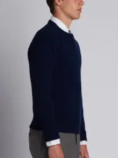 Fully Fashioned French Terry Crewneck Sweatshirt In Navy Cashmere