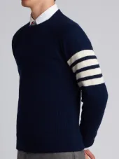 Fully Fashioned French Terry Crewneck Sweatshirt In Navy Cashmere