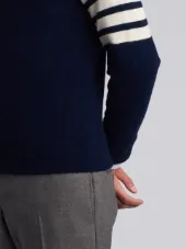 Fully Fashioned French Terry Crewneck Sweatshirt In Navy Cashmere