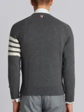 Fully Fashioned French Terry Crewneck Sweatshirt With 4-Bar Stripe In Grey Cashmere
