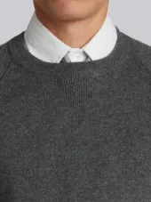 Fully Fashioned French Terry Crewneck Sweatshirt With 4-Bar Stripe In Grey Cashmere