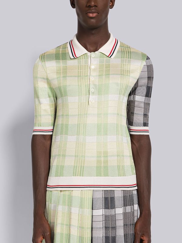 FUN-MIX COTTON SILK MADRAS SHORT SLEEVE POLO