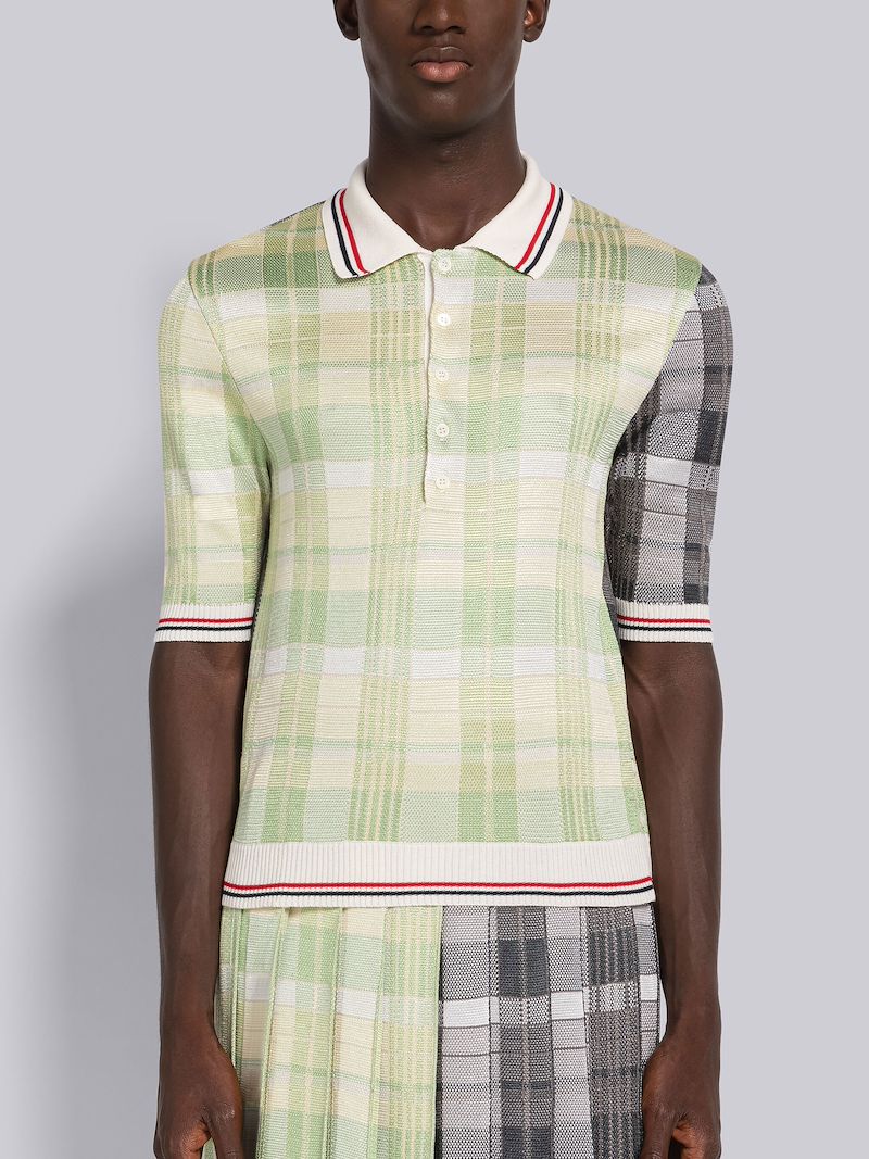 FUN-MIX COTTON SILK MADRAS SHORT SLEEVE POLO