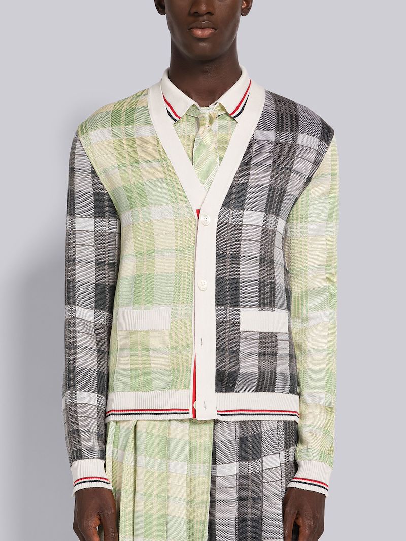 FUN-MIX FINE MERINO 4-BAR V-NECK CARDIGAN