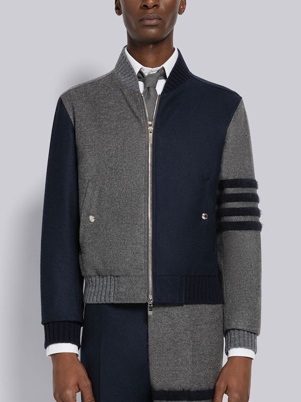 Fun-Mix Flannel 4-Bar Blouson Jacket