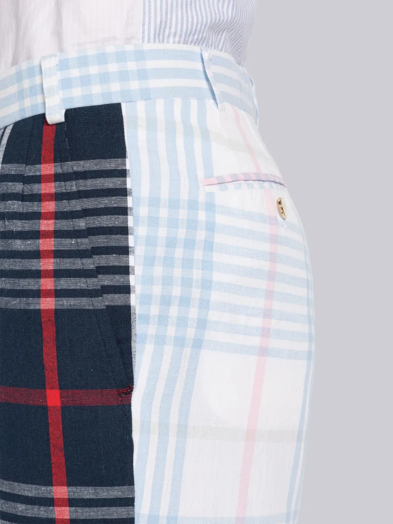 FUN-MIX HAIRLINE CHECK COTTON SACK TROUSER