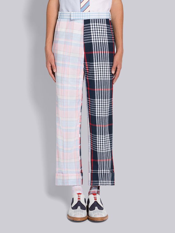 FUN-MIX HAIRLINE CHECK COTTON SACK TROUSER
