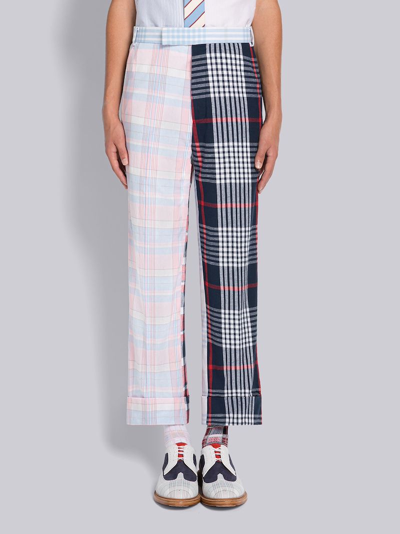 FUN-MIX HAIRLINE CHECK COTTON SACK TROUSER