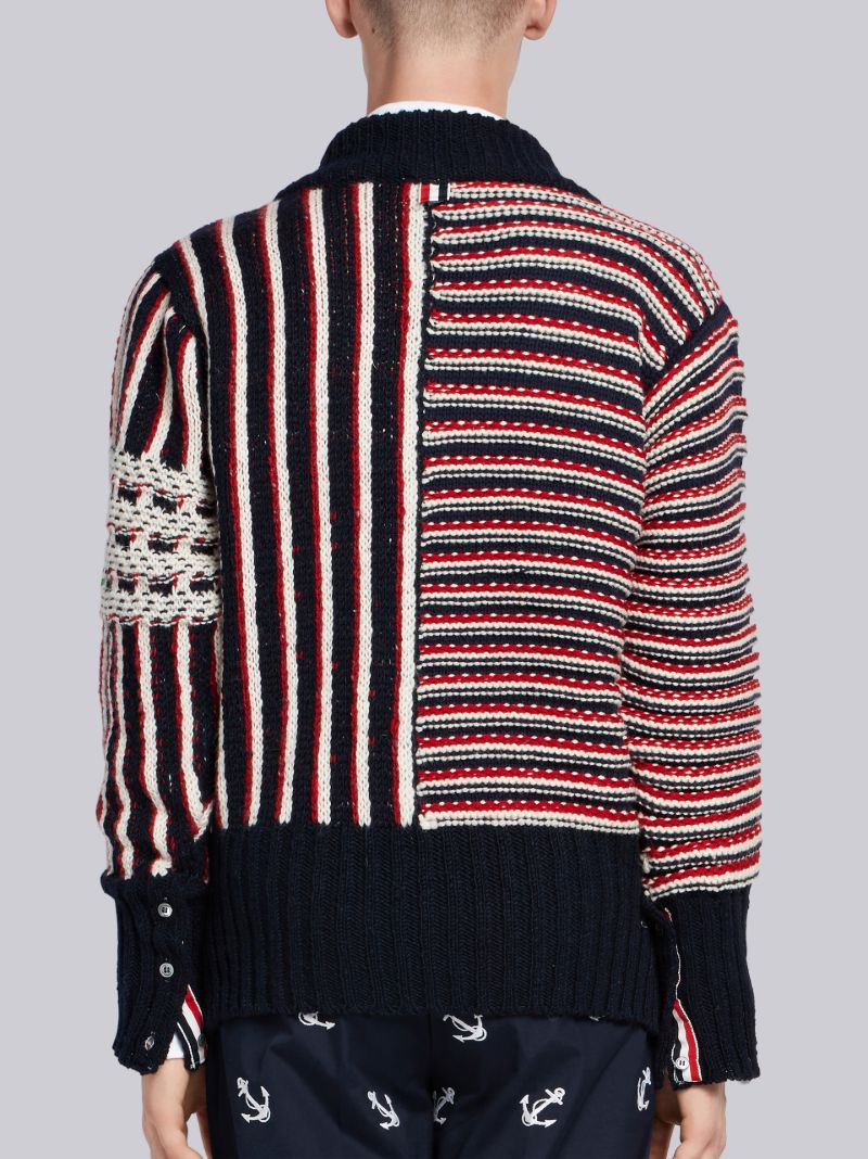 Fun-Mix Intarsia Stripe Boxy Pullover