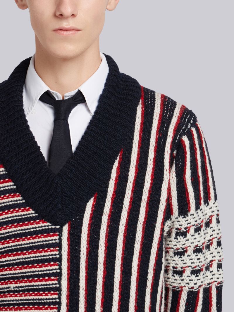 Fun-Mix Intarsia Stripe Boxy Pullover