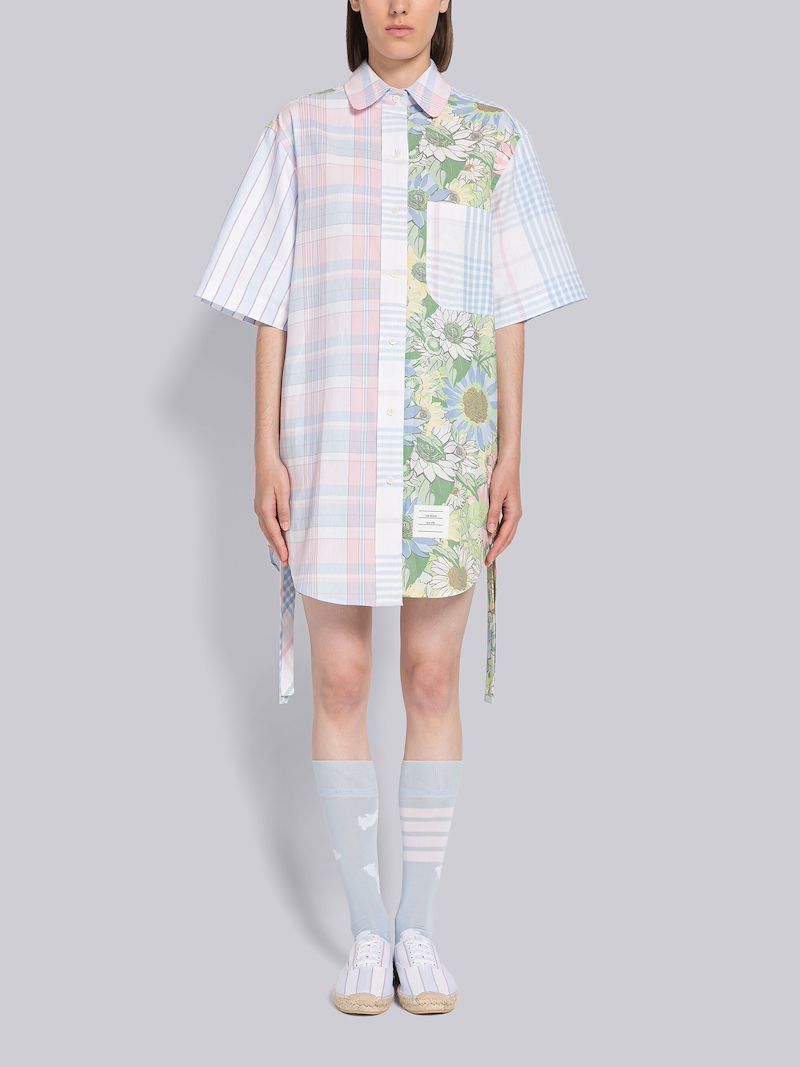 Fun-Mix Madras Gathered Supersized Mini Shirtdress
